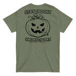 Stay Spooky, Smoke Cigars Black Print MTO Short Sleeve Shirt